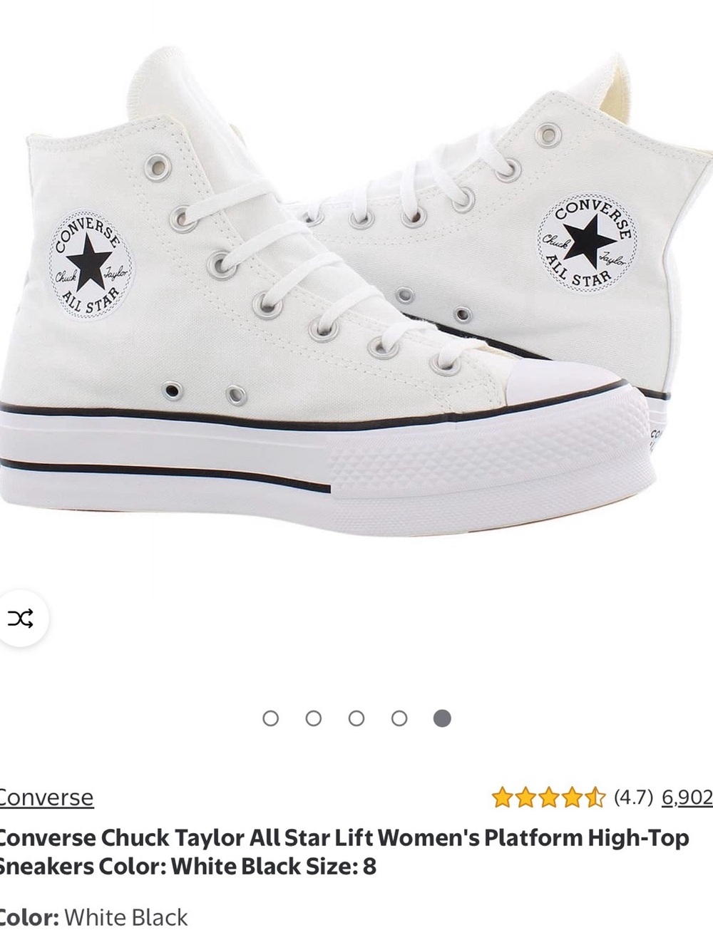 Converse Women's Platform High-Top Sneakers in White with Black Trim